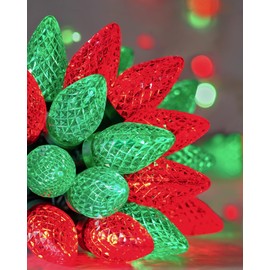 SURAIELEC C9 LED Christmas Lights Outdoor, 68 FT 100 LED Christmas String Lights, Extendable Decorative Lights Indoor Outdoor for House, Trees, Roofs, Patio, Red & Green Glow, Waterproof, UL Listed