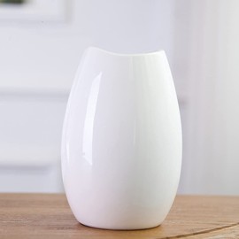 White Ceramic Vase, Flower Base, White, Large, 7.9 inches (20 cm), Nordic Ceramic, Stylish, Flower Arrangement, Interior, Home Decoration, Present, Gift