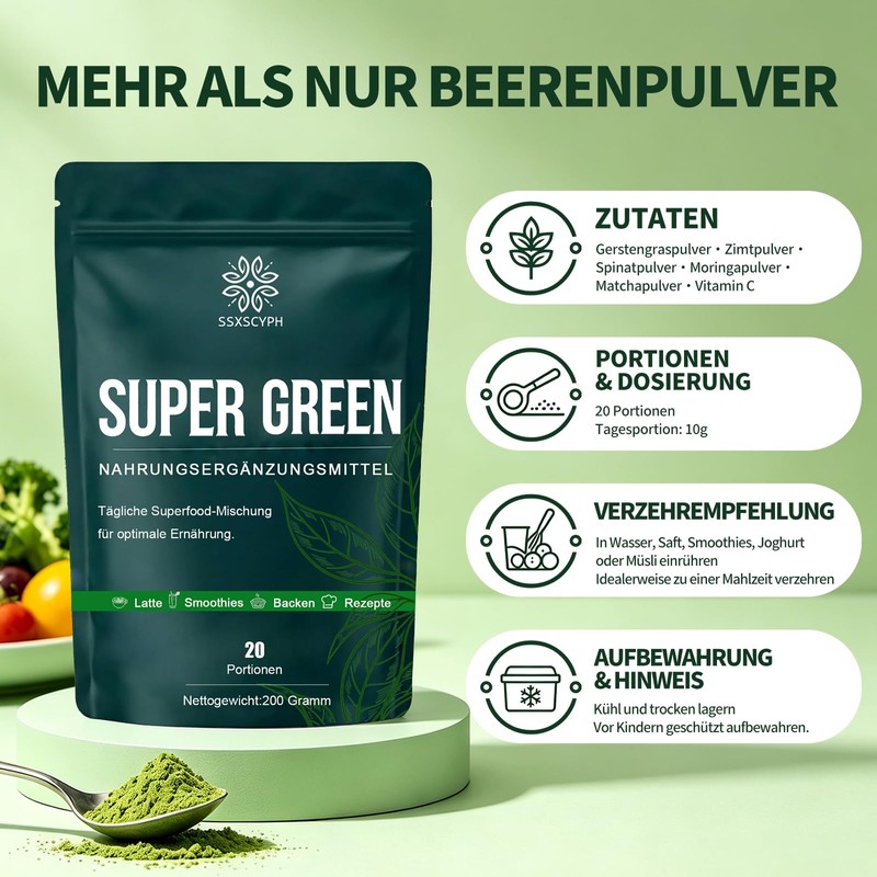 Green Helper Detoxification Powder, 200 g with 10 g Spoon,
