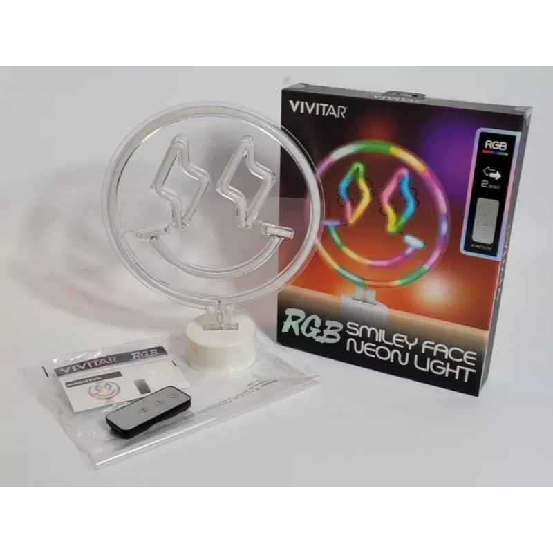 VIVITAR RGB Smiley Face Neon Desk Light With Remote