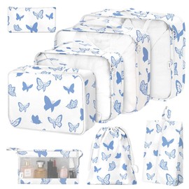 8 Set Packing Cubes for Suitcases,Packing Cube with Shoe, Cosmetics, Clothing, Accessories Bags Packing Cubes for Travel Luggage Organizer Women Men(Butterfly)