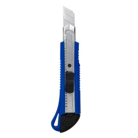 Handy Tek 6.5 Inch Utility Knives, 4 Anti-Slip Box Knives - Heavy Duty, Retractable, Blue Plastic Box Cutters, Built-In Lock, Sharp Blade - Restaurantware
