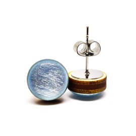 Stud Earrings, Shimmer, 10 mm, Handmade, Stainless Steel Posts for Sensitive Ears Stud for Women Men Girls (Sky Blue Shimmer)