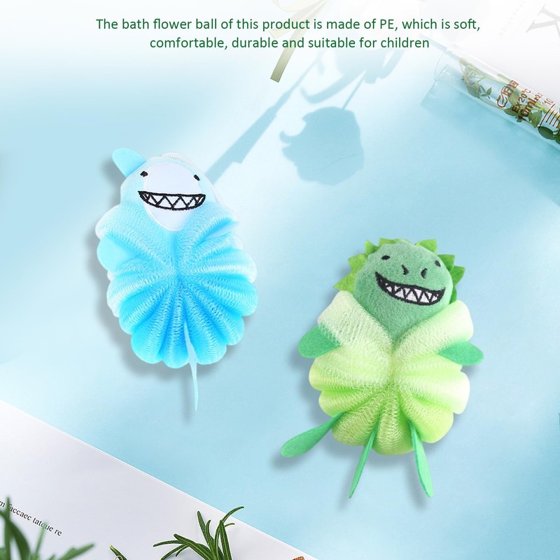 2 Stück Badekugeln, 2 Stück No-Punch-Haken, Kreativer Bade-Luffa, Interessante Kinder-Badekugeln,