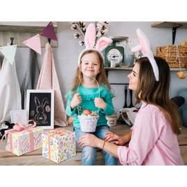 GIOLNIAY Happy Easter Wrapping Paper for Kids Adults - Holiday Gift Wrap with Happy Easter Words Designs - 20 x 29 Inches, 6 Folded Sheets Each, Easy to Store