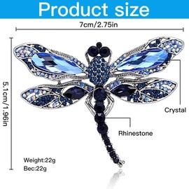 GEARMAX Vintage Women's Rhinestone Brooch, Animal Brooch, Crystal Pin Brooch, Dragonfly Brooch Pin, Elegant Style for Women, Clothing, Decoration, Outerwear, Plastic