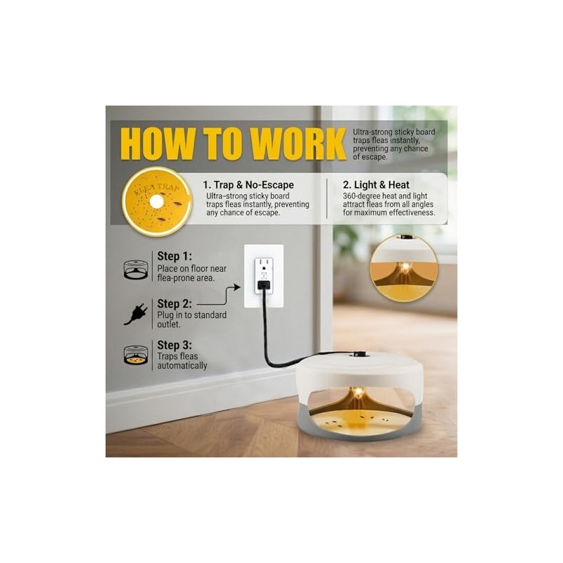 4 Packs Flea Traps for Inside Your Home, Effective Flea