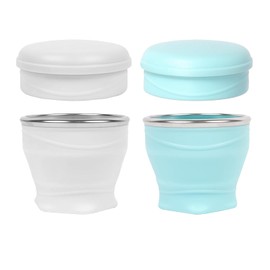 Collapsible Travel Cup,Reusable Collapsible Cup,Bpa Free Silicone Folding Cup With Stainless Steel Rim,180ml Portable Water Cups,For Party Outdoor Camping Travel Hotel - 2 Pcs(Blue,Grey)