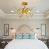 Wellmet Gold Leaf Semi Flush Mount Light, 3-Light Modern Farmhouse