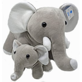Mother & Baby Elephant Plush Set | Super Soft Stuffed Elephant | Cute Plushies for Kids Bedroom | 17" Safari Stuffed Animals for Girls & Boys | Stuffed Animal Toys by Exceptional Home