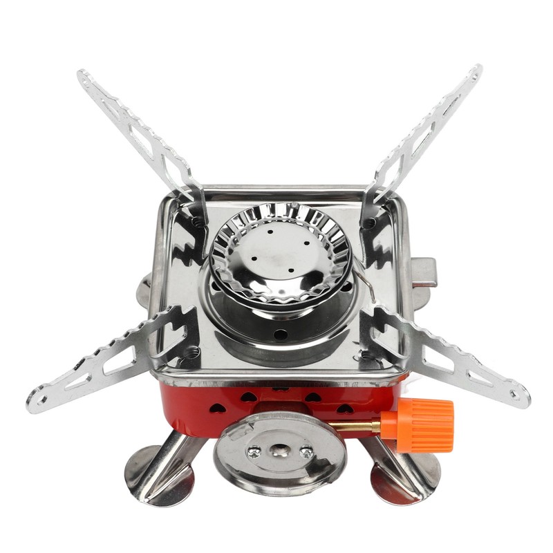 Mini Square Camping Stove Compact Folding Wind Proof Outdoor Backpacking