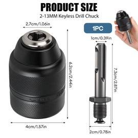 2-13MM Keyless Drill Chuck Adapter, 1/2-20UNF Detachable Heavy Duty Quick Change Drill Chuck with SDS Shank Adaptor Rotary Hammer Mental Conversion Tool for Electric Hand Drill Percussion Drilling