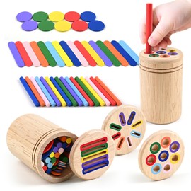 Montessori Toy from 1 2 3 Years, 3 in 1 Wooden Toy Motor Skills Toy, Colour Shape Sorting Toy, Educational Games Sensory Toy, Gift Children's Toy 1 Year for Girls Boys Baby Christmas