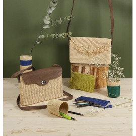 Clairefontaine 115538C - A set of 3 Decorative Pots in Natural Raffia diameter 7 cm x 9.5 cm high - Raffia Collection - Pistachio Green Assortment