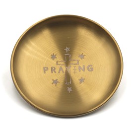 Amitofo Gold Offering Prayer Ritual Bowl Plate Great for Altar,Meditation,Incense Sticks, smudging, Candle,Crystal,Jewelry,Yoga Use （Praying）