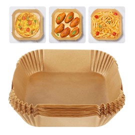 Air Disposable Paper Liners, Square Air Fryer Paper Liner Non-Stick Baking Paper Liners 16/20CM (100, S (16x16x4.5cm))