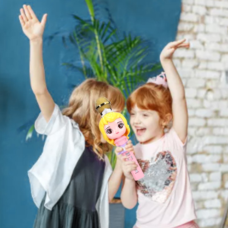 Children Microphone Cute Cartoon Exquisite Girls Wireless Bluetooth Microphone Toy