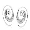 Feather Nature Branch Sterling Silver Spiral Slide Hoop Earrings