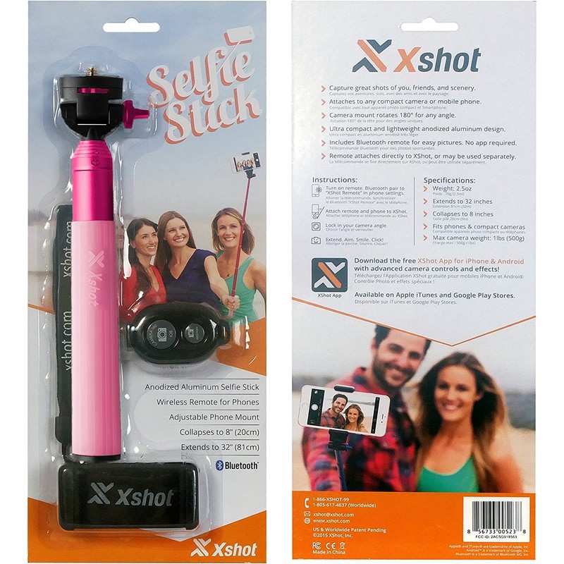 XShot Extendable Selfie Stick Monopod Pole with Matching Comfortable Silicon