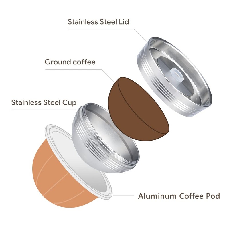 BENFUCHEN Stainless Steel Reusable Vertuo Capsule Compatible With VERTUO NEXT+EMPTY