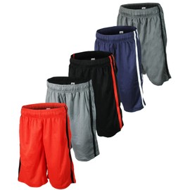 BROOKLYN VERTICAL Paquete de 5 pantalones cortos de baloncesto de malla atlética con bolsillos, tallas 2T a 14/16, Combo A, 5