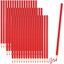 Youdaju 48Pcs Red Marking Pencil Red Glass Marking Pencil Carpenter Pencil Red Wooden Grease Pencil Wax Pencil Red Crayon Pencils Artists' Single Pencil for Architect Drawing Marking