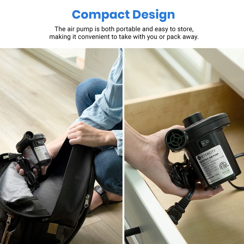 Etekcity Electric Air Pump Air Mattress Portable Pump for Inflatables