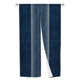 XMJJKUF Noren Japanese Doorway Curtain Long Type Japanese Window Treatment Splicing Wave, Royal Blue Hanging Door Tapestry Polyester for Ukiyoe Room Divider Kitchen Home Decor 33.5" Width x 55.9" Long