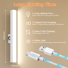 Benature Rechargeable LED Vanity Mirror Light - Dimmable 6500K Makeup Light with Timer, 360° Adjustable Angle, Wireless Cordless Suction Stick-On Installation for Bathroom, Portable Vanity Lighting​