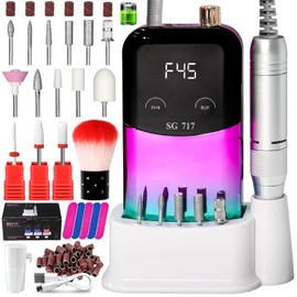 Professional Electric Nail Drill Machine,45000RPM Portable Rechargeable Efile Nail Drill Cordless,Electric Nail File Kit for Women (Gradient Green)