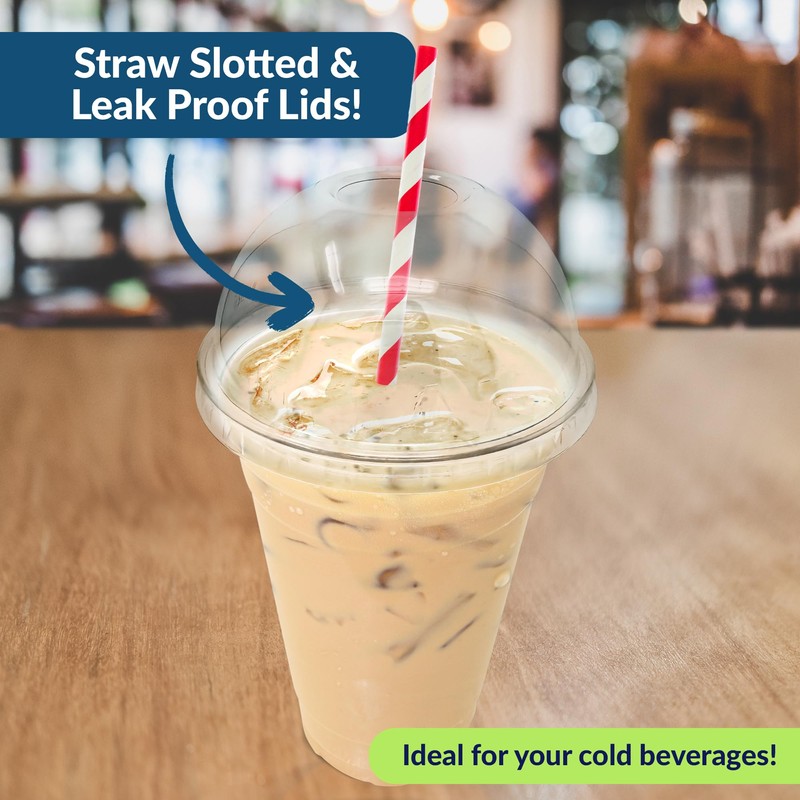 Reli. Plastic Cups with Lids, 20 oz (100 Set Bulk)