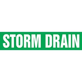 Accuform RPK673SSA Self-Stick"Storm Drain" Pipe Marker for 3/4" to 1-1/4" OD Pipe, White on Green, 1" H x 8" W