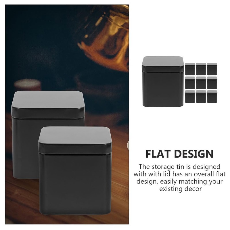 HEMOTON 10pcs Metal Tin Square Tea Containers Portable Loose Leaf