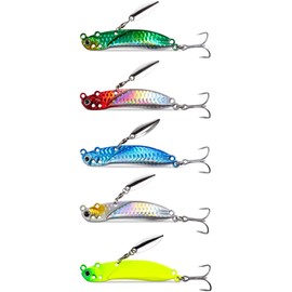 Night Army Fishing Tackle 0.3 oz (7 g), 0.4 oz (10 g), 0.5 oz (15 g), 0.7 oz (20 g), Metal Jig, 5 Colors, Lures Set, Sea Bass, Flounder, Blue Fish, Root Fish Slow Jigging, 0.4 oz (10 g, 5 Color Set)