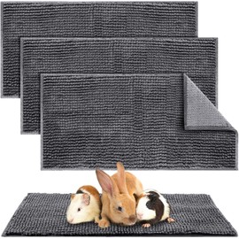 Amylove 4 Pcs Guinea Pig Cage Liner Guinea Pig Bedding Washable Fleece Pee Pads Reusable Small Animals Training Mat Small Animal Sleeping Bed for Bunny Hamster(Dark Gray,14 x 28 Inch)