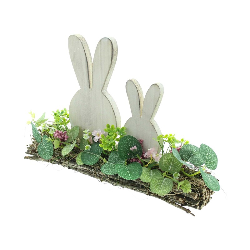 FRANK FLECHTWAREN Easter Decoration Rabbit Couple, Brushwood, Plastic, Dimensions: 30
