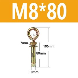 M8 Expansion Anchor Bolts In 5pcs,80MM Eye Shield Bolts Expansion Screw Bolts for Concrete Wall Fixings,Heavy Duty Sleeve Anchors Ring Lifting Eyebolts with Closed Hooks