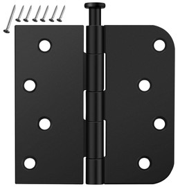 12 Pack Matte Black Door Hinges 4 Inch, Exterior Door Hinges with 5/8" Radius & Square Corners, Removable Pin, Perfect for Heavy-Duty Front & Back Door, Anti-Rust & No Squeaks