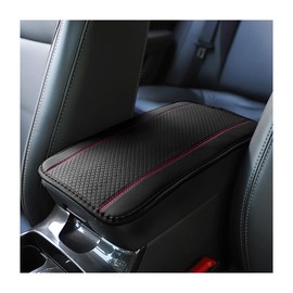 Osilly Armrest Pad for Car, PU Leather Auto Center Console Cushion Mat, Four Seasons Automotive Armrest Seat Box Cover, Universal Vehicle Interior Accessories for SUV, Truck, Van (Black/Pink)