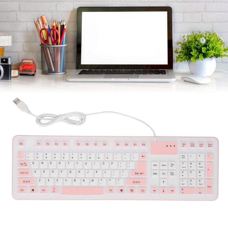 Foldable Silicone Keyboard 106 Keys Waterproof Dustproof Foldable USB Wired