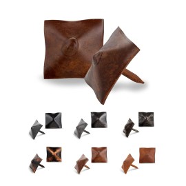 Borderland Rustic Hardware 100 Pack Square Pyramid Door Clavos Decorative Nails 1" Rustic Hammered Iron - Sealed Rusted