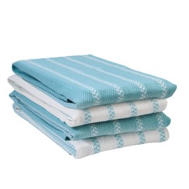 LANE LINEN Kitchen Tea Towels Set – 4 Pack (18” x 28”) 100% Cotton Dish Towels, Absorbent & Quick Drying Kitchen Cloth with Hanging Loop, Tea Towels - Aqua