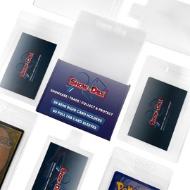 Show-Dex Semi Rigid Card Holders & Pull Tab Sleeves 50 Pack for Trading Card and Sports Card Grading Submissions