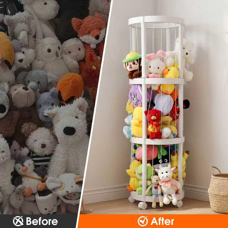 52 Inch 3 Tier Round Plush Stuffed Animal Storage Rack