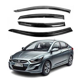 Fits Hyundai Accent 2012 2013 2014 2015 2016 2017 Acrylic Safe Smoke Window Visor Set - Sun, Rain, and Vent Protection, 4-Piece Window Deflector Guard Kit, 2mm Extra-Thick