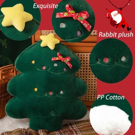 Plush Christmas Cushion Toy Gingerbread Plush Man Cushion Christmas Plush Toy 45 cm 3D Christmas Tree Lumbar Cushion Santa Cushion Plush Doll Sofa Throw Cushion (Christmas Tree)