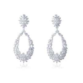 Bridal Hoop Earrings, Vintage Earrings (Silver)