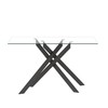 Rectangular Glass Dining Table, Tempered Glass Tabletop and Metal Legs,