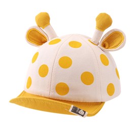 Xinhuida Cute Animals Caps for Baby Boy Girl Sun Protection Hat Toddler Preschoolers Baseball Hat (Polka Dots Giraffe-Yellow)
