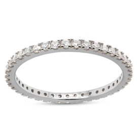 SAVEARTH DIAMONDS 1/2 cttw Round Cut Lab Created Moissanite Diamond Full Eternity Stackable Band Ring For Women In 14K White Gold Over Sterling Silver (VVS1 Clarity, 0.50 Cttw)-8